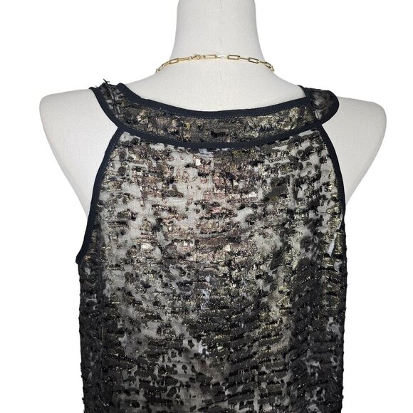 Kenneth Cole New York Cora Blouse Sheer Textured Gold Sleeveless Tunic Women S - Picture 3 of 13